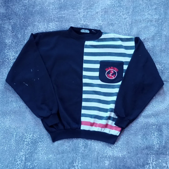 Vintage 90s Marine Striped Crewneck Sweater UNISEX