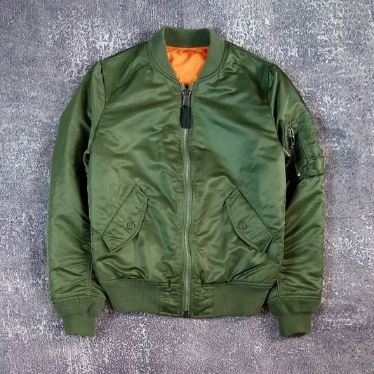 Alpha Industries Green Reversible MA-1 Bomber Flight Jacket UNISEX REVERSIBLE