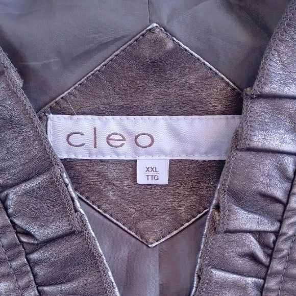 CLEO Women's Metallic Gray Faux Leather Jacket