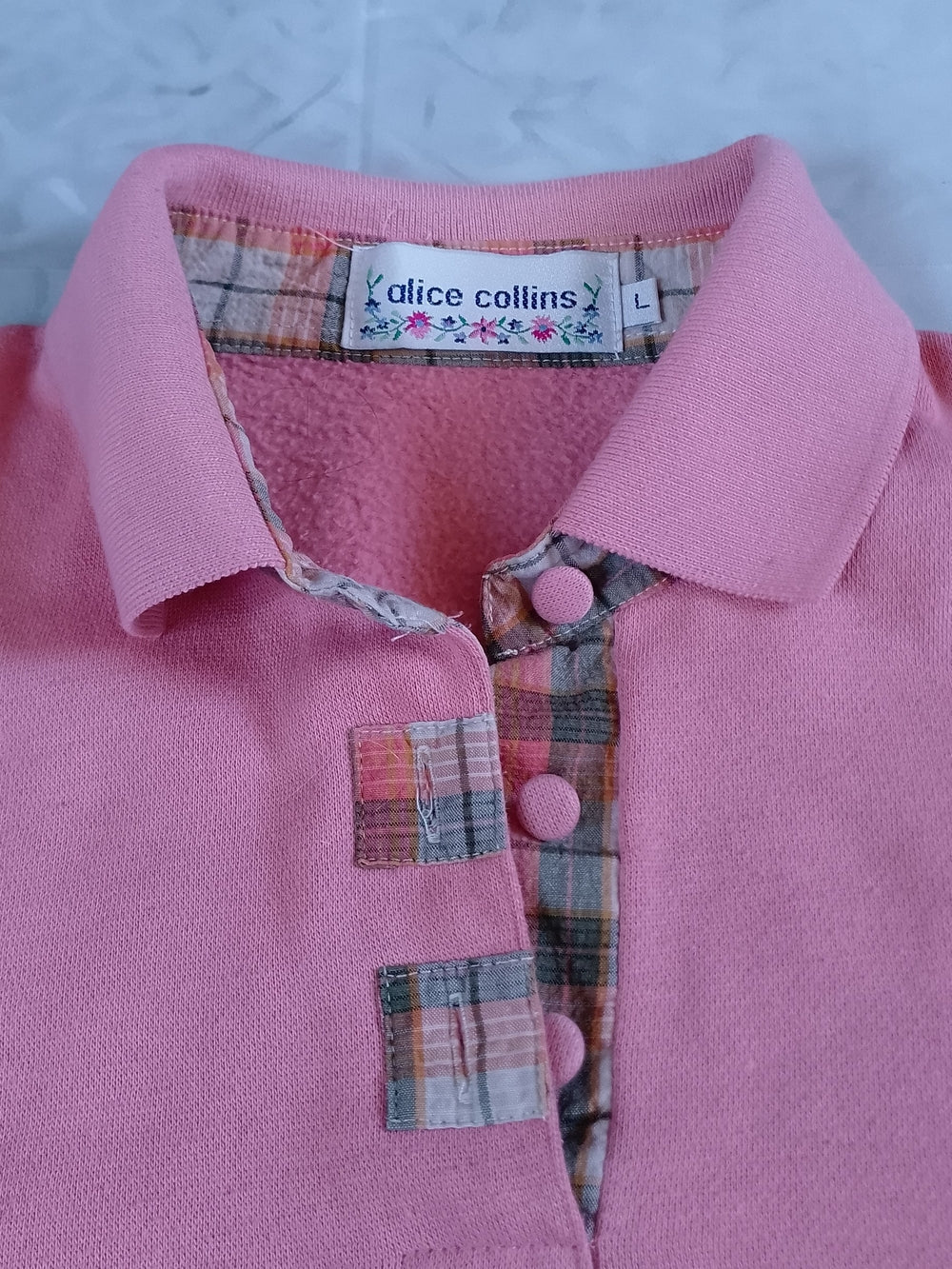 Vintage Pink Collared Vine Graphic Pullover ALICE COLLINS