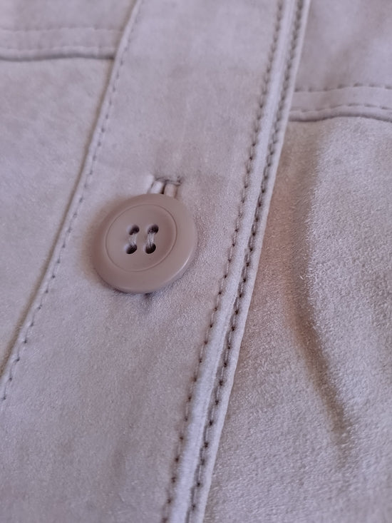 Vintage Beige Suede Button-Front Jacket SEQUENCE