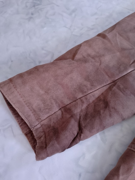 Vintage Womens Brown Shearling Teddy-Lined Leather Long Coat