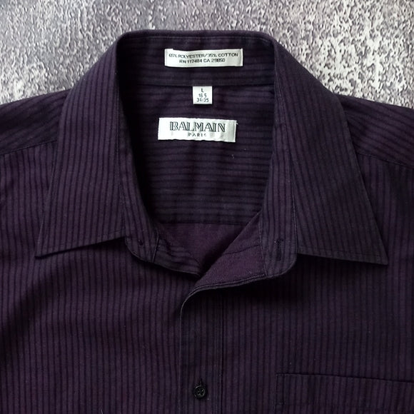 BALMAIN PARIS Purple/Black Button-Up Shirt