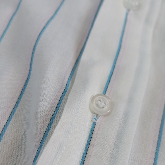 Vintage 80s London Fog Men's White Striped Shirt SINGLE NEEDLE TAILORED