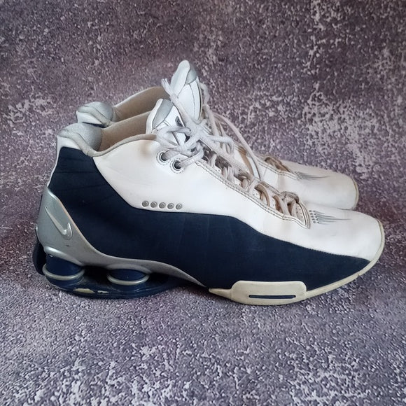 Nike Shox BB4 White Silver Navy Shoes AT7843-100 Vince Carter