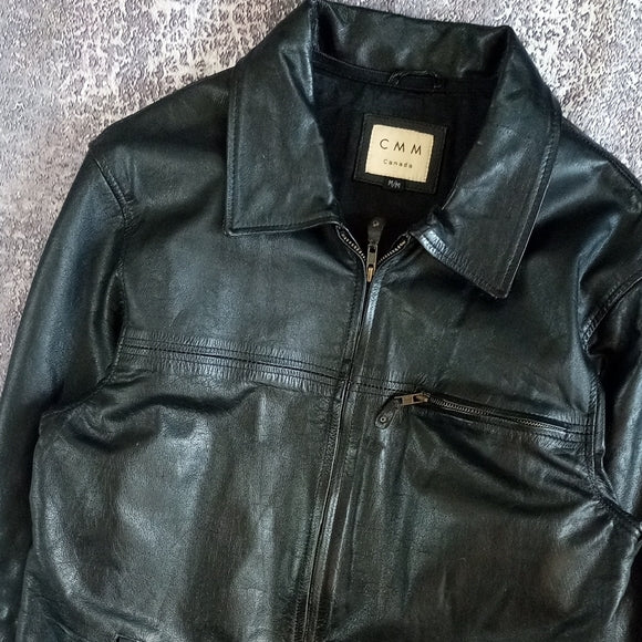 Vintage CMM CANADA Black Leather Jacket for Men