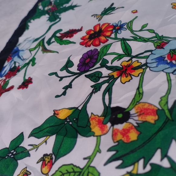 Floral Print Scarf with Black Border