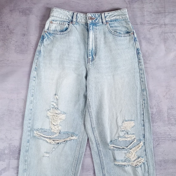 Garage Mom Baggy Denim Distressed Jeans