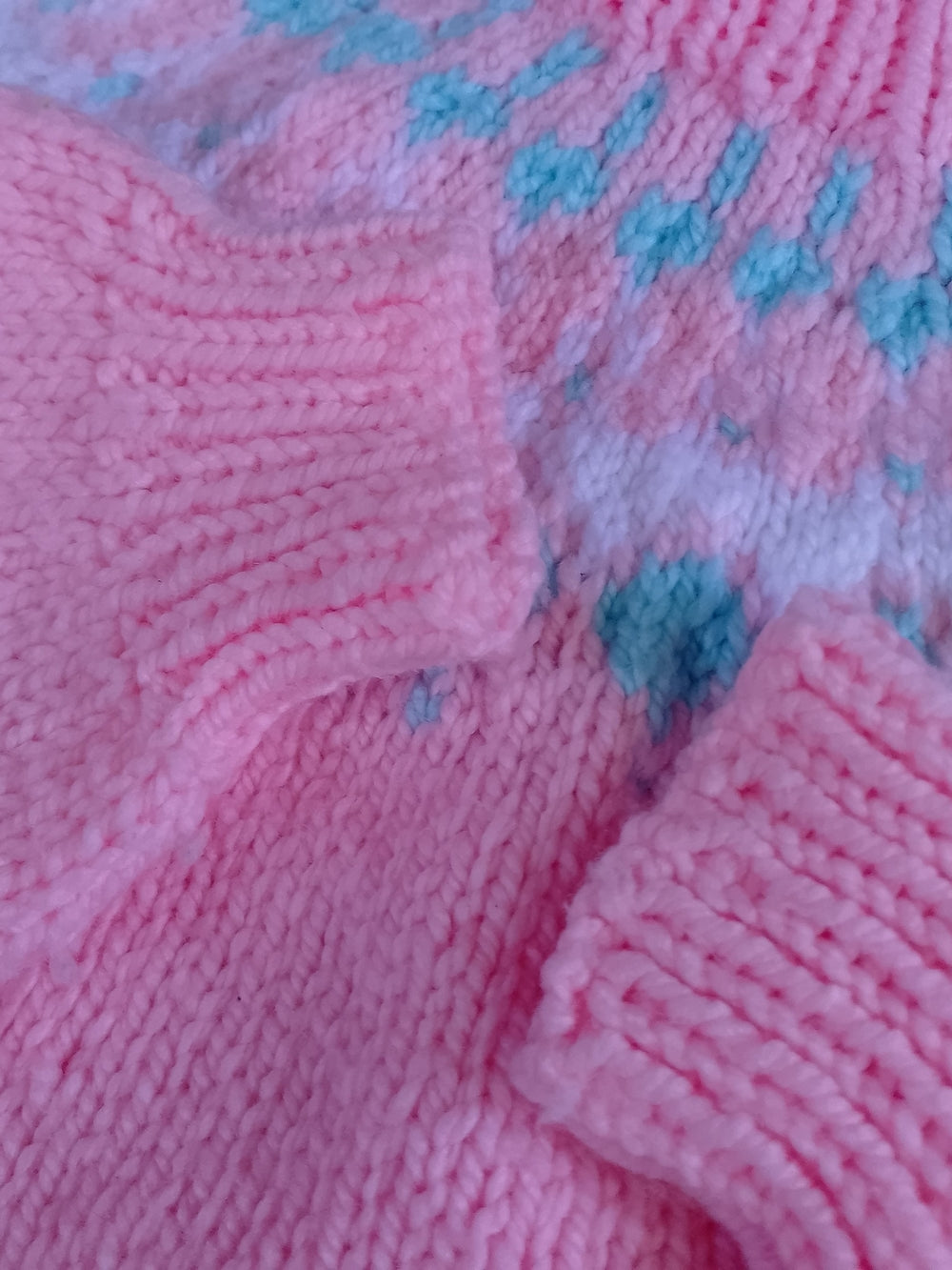Vintage Pink Fair Isle Yoke Knit Sweater