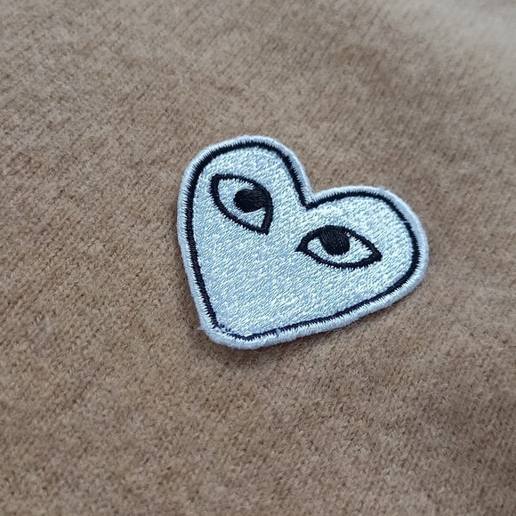 Comme Des Garcons Play Embroidered Heart Wool-knit Cardigan