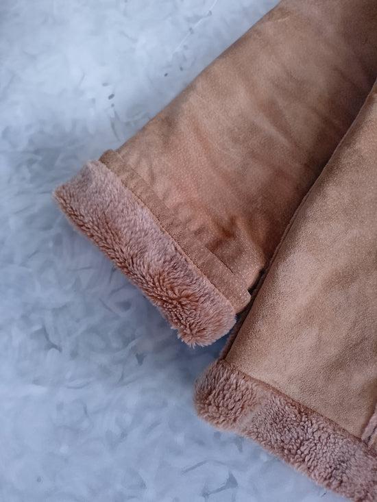 Y2K Cherokee Suede Tan Faux Teddy Shearling Zip Jacket