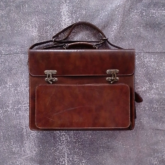 VINTAGE Classic Brown Leather Briefcase