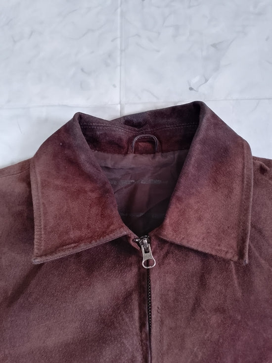Vintage DULONG Suede Zip-Front Jacket - Brown