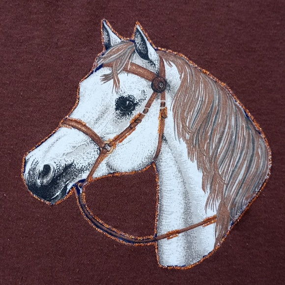 Vintage 90s Horse Patch Handmade By Mildred Holloway Single Stitch T-Shirt