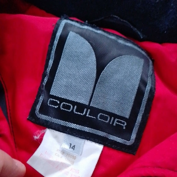 Vintage 90s COULOUR Colourblock SKI Jacket in Red and Blue UNISEX