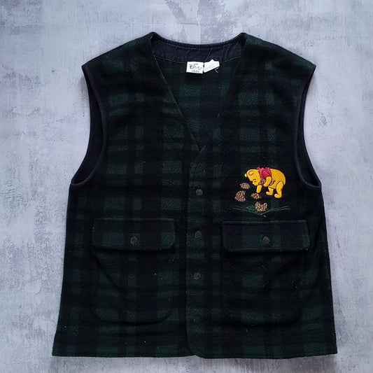 Vintage Disney Winnie The Pooh Vest Tartan Plaid UNISEX