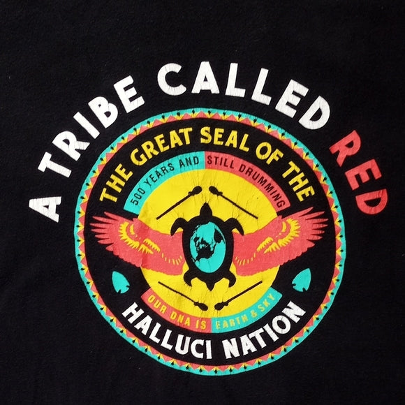 A TRIBE CALLED RED BAND T-SHIRT THE GREAT SEAL OF THE HALLUCI NATION