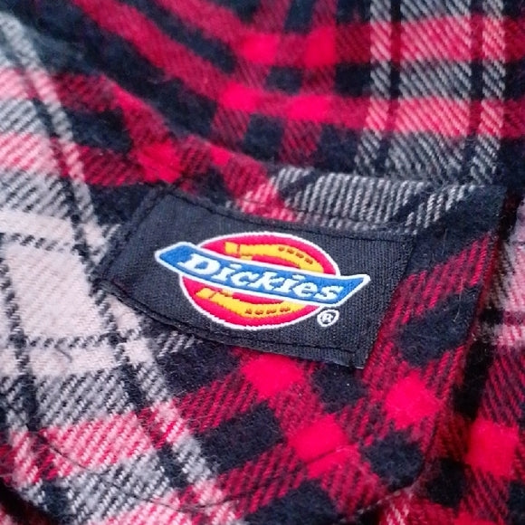 Dickies Red and Black Plaid Flannel Jacket PEARL SNAP