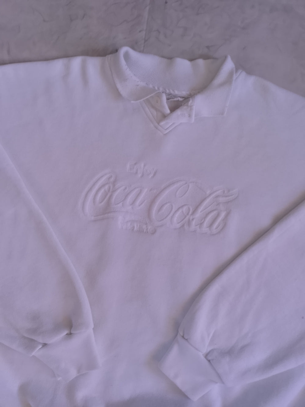 VINTAGE Coca Cola White Embroidered Logo Sweater UNISEX