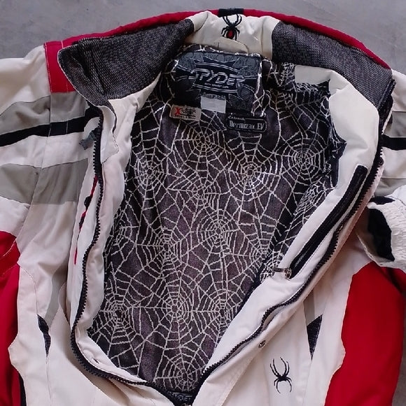 Spyder Red and White Ski Jacket with Black Accents Entrant Dermizax-EV Fabric