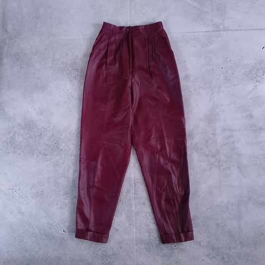 Vintage 90s NANCY HELLER Burgundy Leather Pants