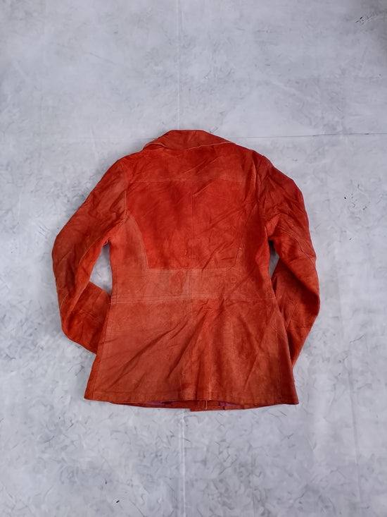 VINTAGE Suede Button-Front Jacket in Rust Orange