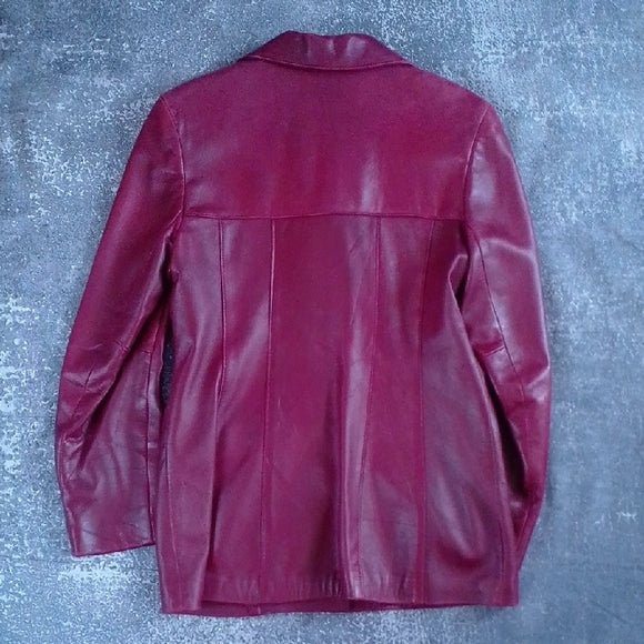 Vintage 90s Women's Red Leather Jacket A&S Selections