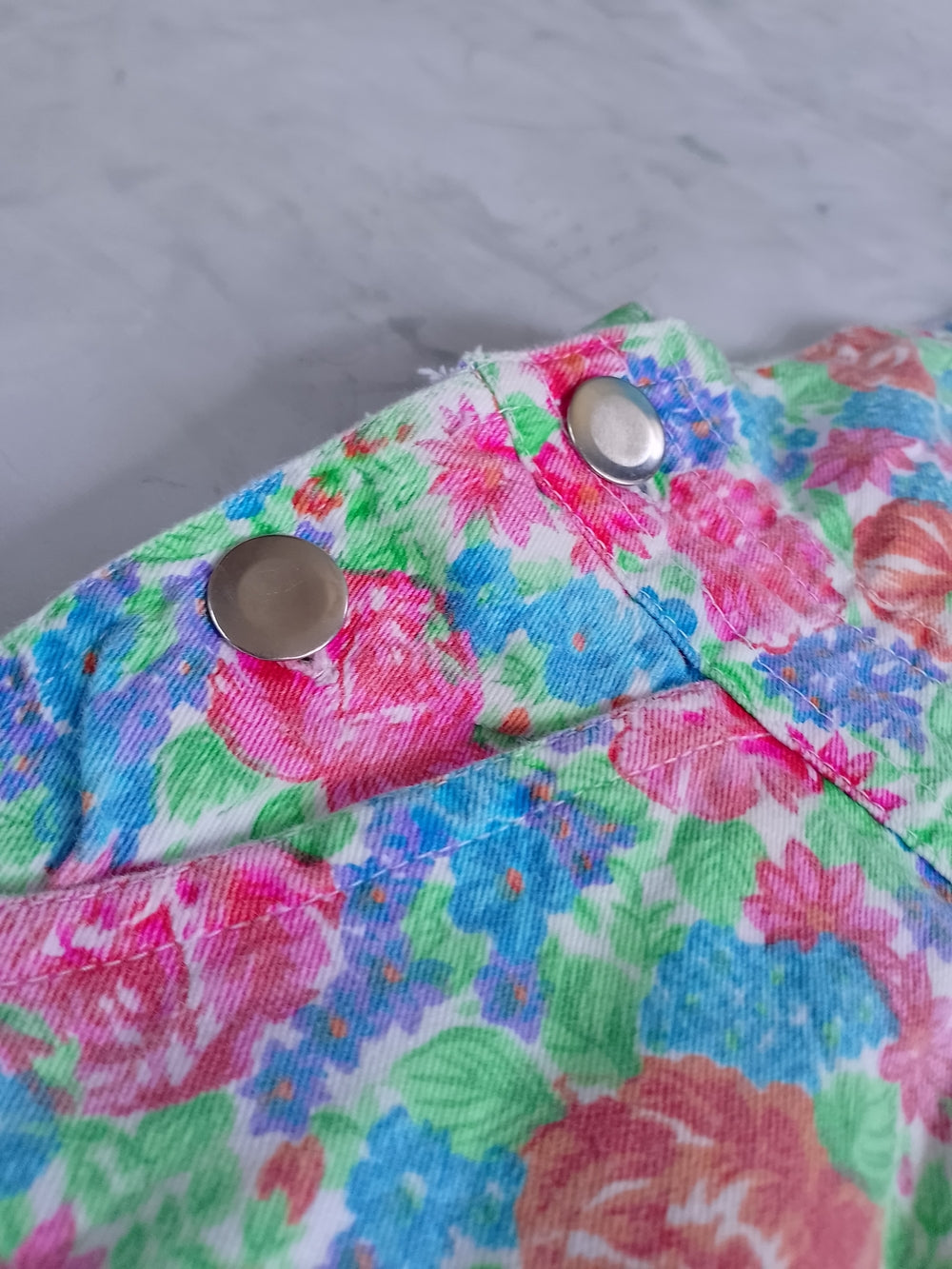 Vintage 90s Floral Print Short Overalls