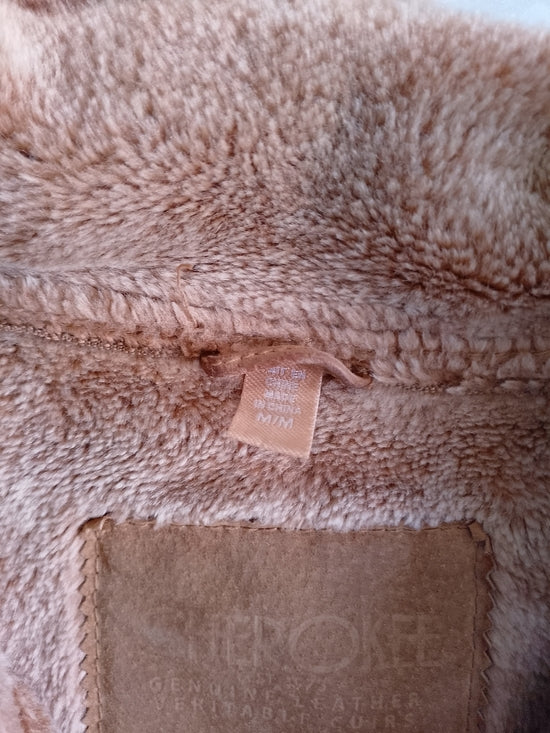 Y2K Cherokee Suede Tan Faux Teddy Shearling Zip Jacket