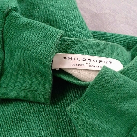 Philosophy EST 1984 Green and White Crewneck Sweater TEAR AWAY G.E.M.