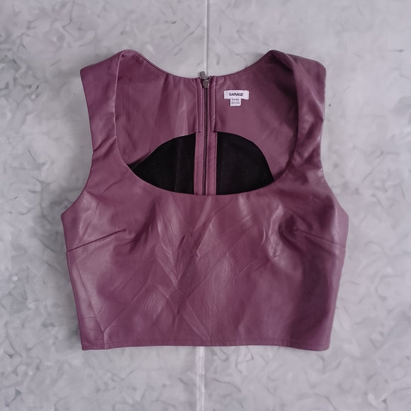 GARAGE Faux Leather Purple Crop Top