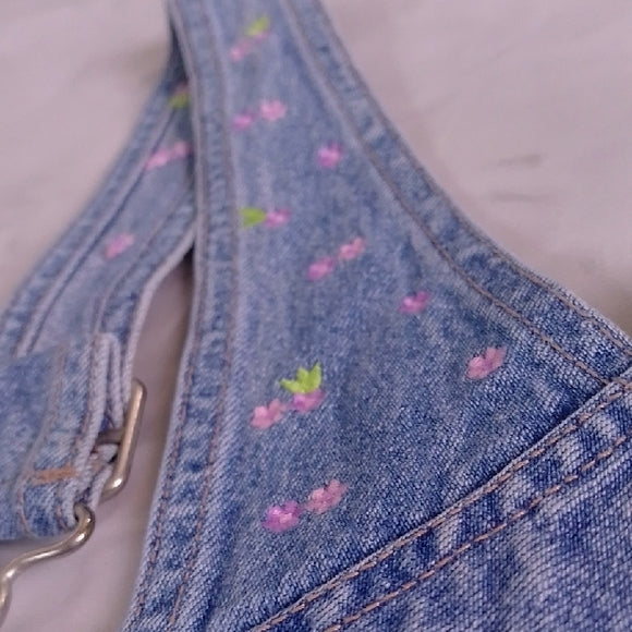 GAP Floral Embroidered Denim Overalls Workwear