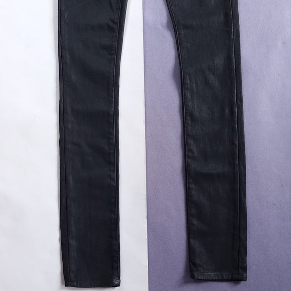 Helmut Helmut Lang Black Coated Cotton Blend Skinny Leg Jegging Jean Pant