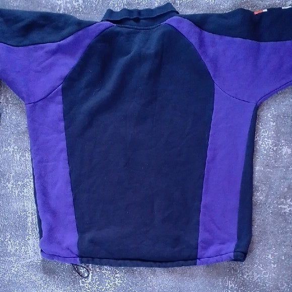 Vintage FedEx Men's Black and Purple Zip-Up Sweater Stan Herman