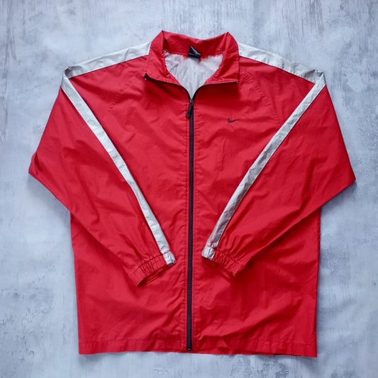 Vintage Y2K Red Silver Essential Nike Windbreaker Jacket