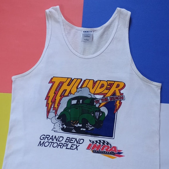 Vintage 90s THUNDER By The Beach Grand Bend Motorplex Muscle Shirt
