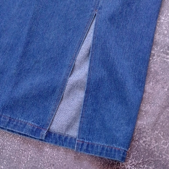 VINTAGE 90s Blue Denim Button-Down Skirt