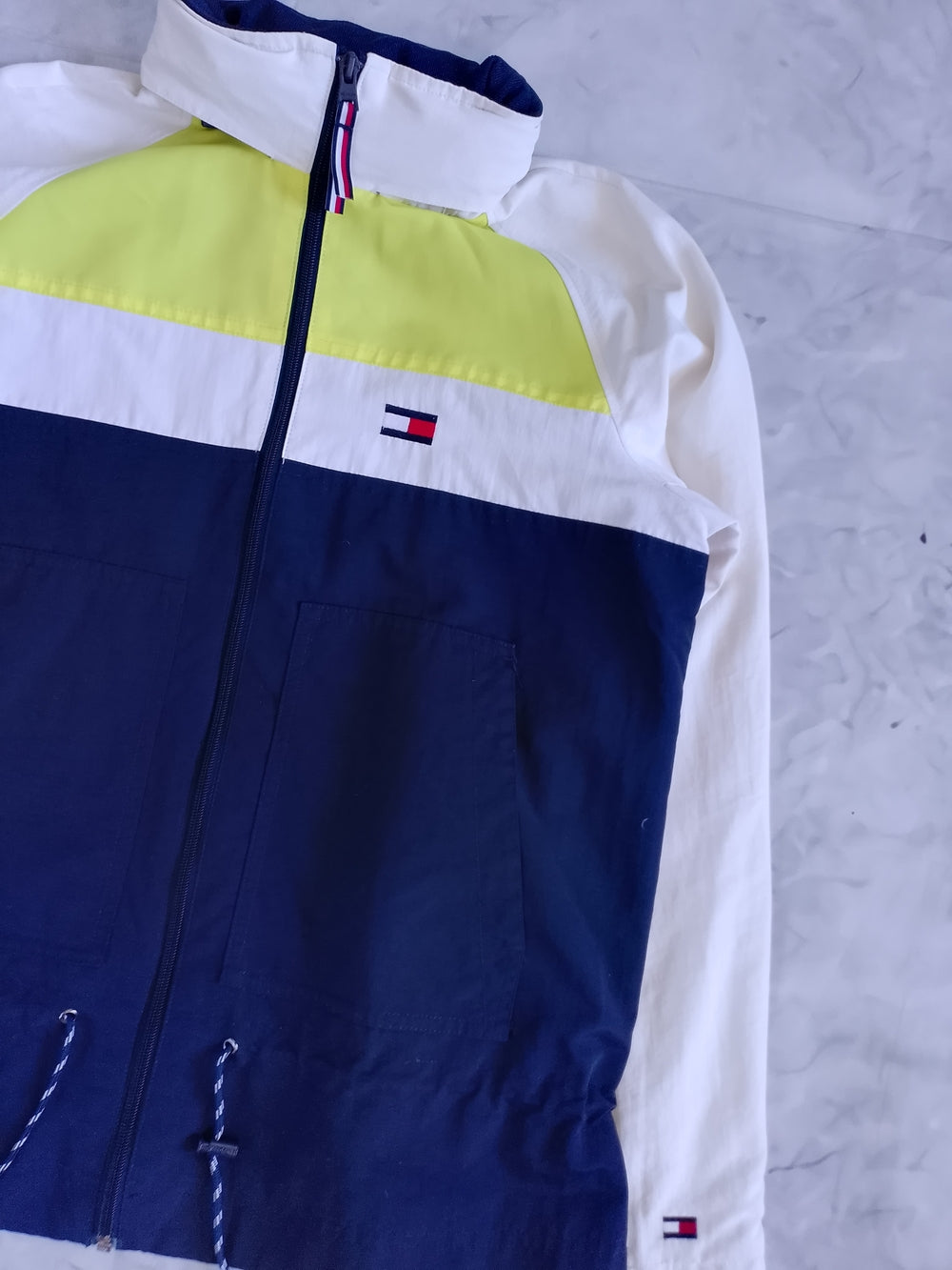 Tommy Hilfiger Men’s Colorblock Windbreaker Jacket - Navy, White & Lime