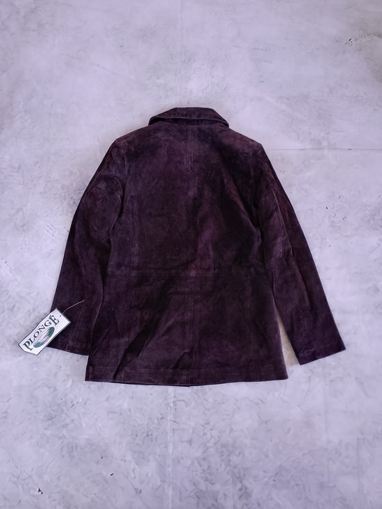 Vintage PLONGE CUIR LEATHER Suede Button-Up Jacket