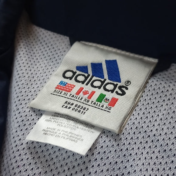 Vintage 90s Adidas Essential Windbreaker Jacket Blue White UNISEX