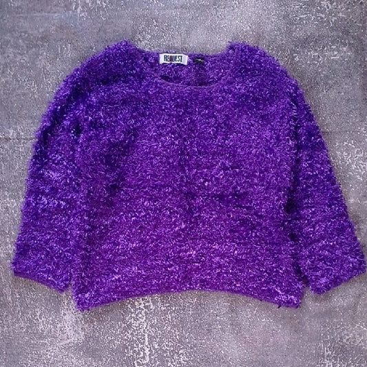VINTAGE 90s REQUEST Fuzzy Purple Crew Neck Sweater SPICE GIRLS Y2K MUPPET