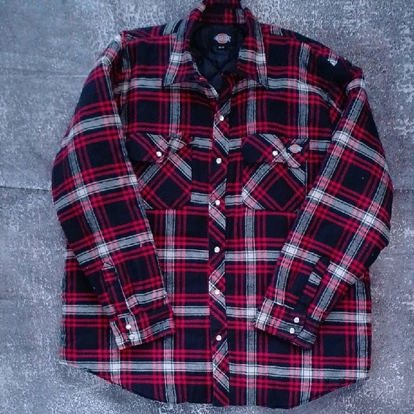Dickies Red and Black Plaid Flannel Jacket PEARL SNAP