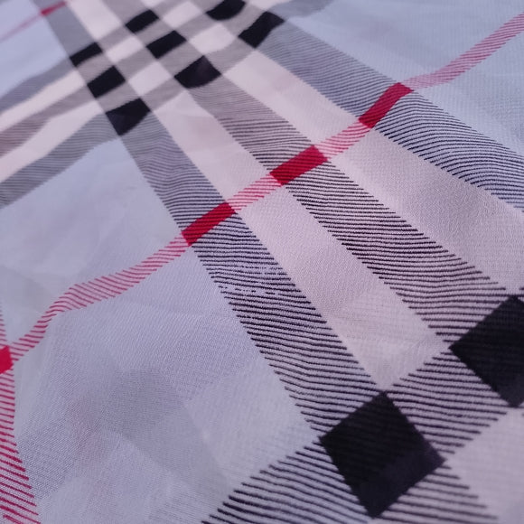Vintage Burberry Check Handkerchief Scarf Blue Border 60x20 Classic Designer