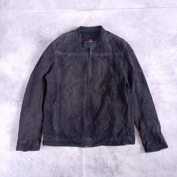 Danier Black Leather Zip-Front Jacket UNISEX