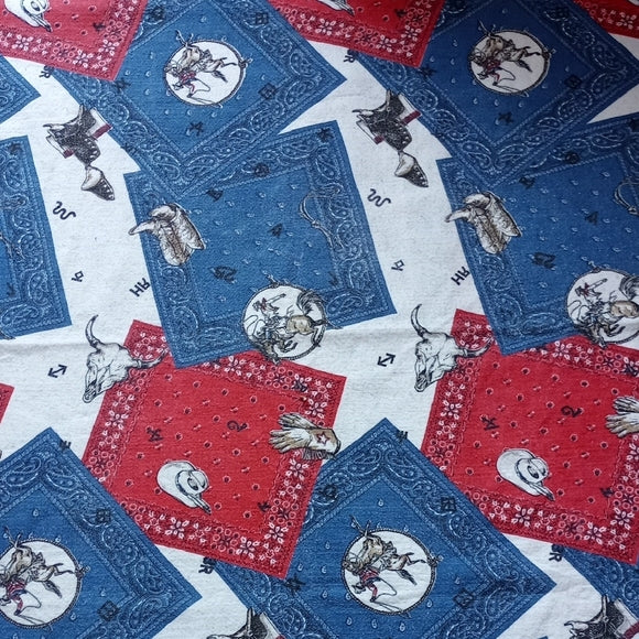 Vintage Cowboy Camp Blanket Beacon Wild West Red White And Blue