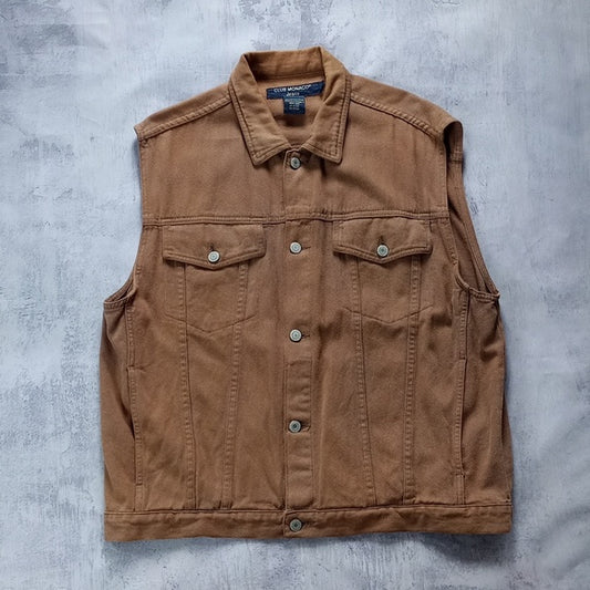 Vintage 90s Club Monaco Jeans Denim Brown Vest