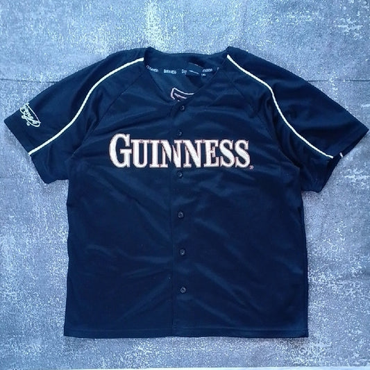 VINTAGE Guinness Black Button-Up Jersey