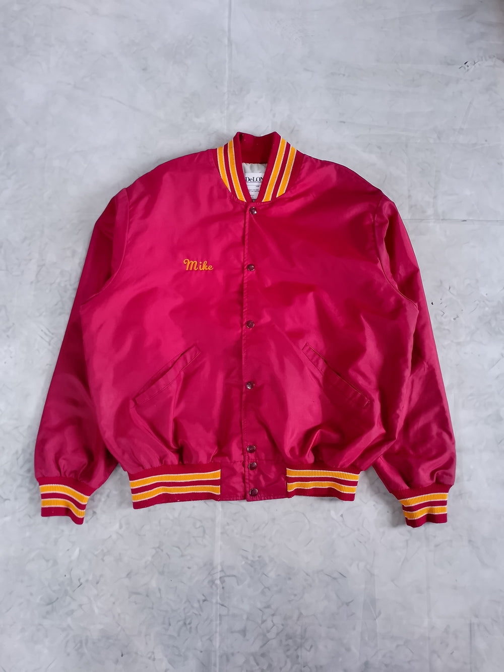 Vintage 90s MIKE Tinley Park Football Satin Jacket - Red with Gold Trim