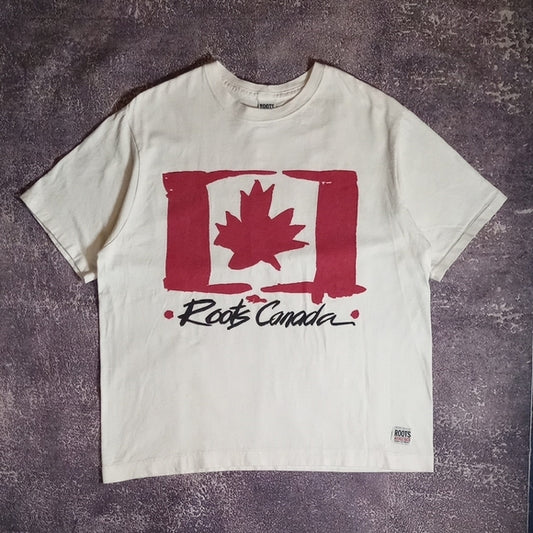 Vintage 90s ROOTS CANADA FLAG SINGLE STITCH T-SHIRT