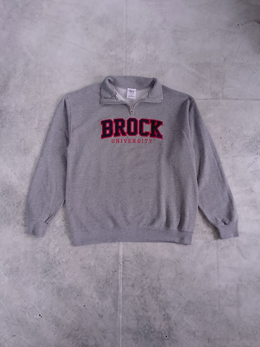 Brock University Embroidered Grey Quarter-Zip Sweatshirt